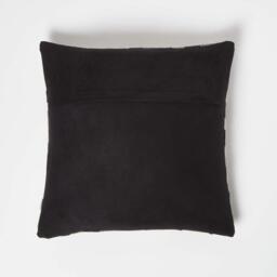 Geometric Block Brown Cream Leather Cushion - Brown - thumbnail 3