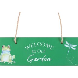 Welcome to Our Garden Hanging Frog Sign - Green - thumbnail 3