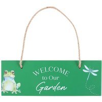 Welcome to Our Garden Hanging Frog Sign - Green - thumbnail 1