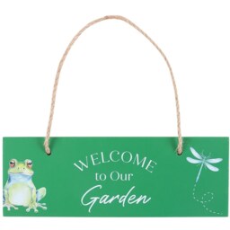 Welcome to Our Garden Hanging Frog Sign - Green - thumbnail 2
