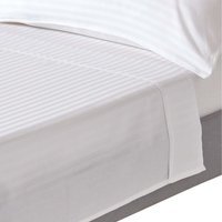 330 Thread Count Egyptian Cotton Flat Sheet with Satin Stripes - White / King