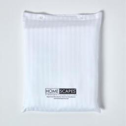330 Thread Count Egyptian Cotton Flat Sheet with Satin Stripes - White / King - thumbnail 4
