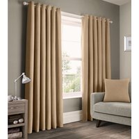 Plain 100 Cotton Curtain Pair - Natural / 54in / 66in
