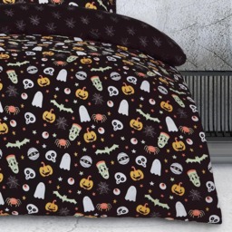 Spooky and Magical Halloween Reversible Duvet Cover with Pillowcase - Black - thumbnail 2