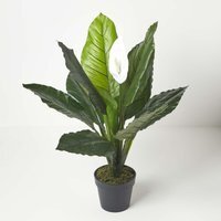 Homescapes Artificial Peace Lily Plant In Pot 90 cm Tall Spathe Flower - White - image 1