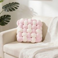 Soft Woven Seat Cushion - Cream and Pink - thumbnail 1