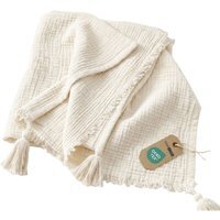 Pure Handmade Cotton Muslin Bed Throw Blanket - Off White