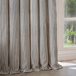 Hebden Striped Cotton Eyelet Curtain Pair - Mole / 117cm / 183cm - thumbnail 5