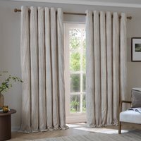 Hebden Striped Cotton Eyelet Curtain Pair - Mole / 117cm / 183cm - thumbnail 1