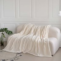 Snug Soft Chunky Ribbed Cord Plush Throw Blanket - Ivory / 150x200 - image 1