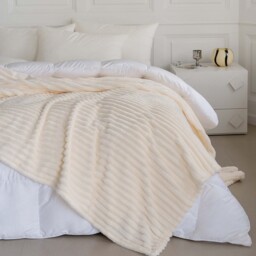 Snug Soft Chunky Ribbed Cord Plush Throw Blanket - Ivory / 150x200 - thumbnail 4