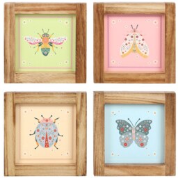 Set of 4 Floral Insect Framed Wall Art Prints - H15 x W15cm - thumbnail 3