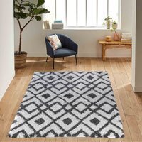 Moroccan Berber Shaggy Rugs Living Room Ikat Design - Dark Cream / 200x290 cm Rectangle - thumbnail 1