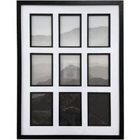 9 Multi-Opening Oak Inlay Mounted Photo Frame 63x48Cm - Blacky