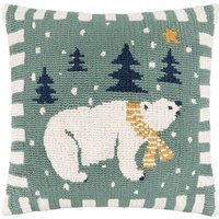 Polar Bear Tufted Cushion - Frosty Blue / Polyester