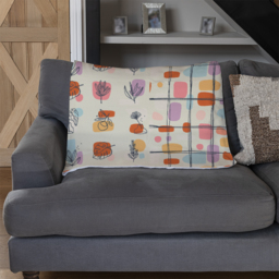 Leaves And Flowers, Abstract Shapes Blanket - Orange - thumbnail 3