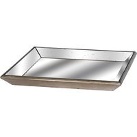 Astor Distressed Mirrored Square Tray Wooden Detailing Lge - Gold - thumbnail 1