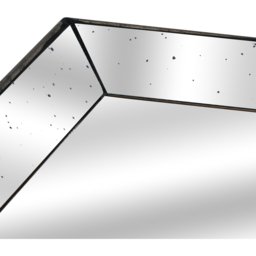 Astor Distressed Mirrored Square Tray Wooden Detailing Lge - Gold - thumbnail 2