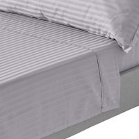 330 Thread Count Egyptian Cotton Flat Sheet with Satin Stripes - Grey / King