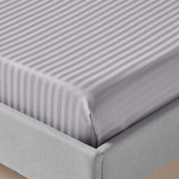 330 Thread Count Egyptian Cotton Flat Sheet with Satin Stripes - Grey / King - thumbnail 3