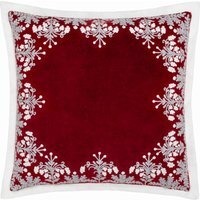 Winter Bloom Embroidered Cushion - Red / Polyester - image 1