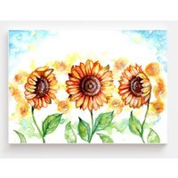 In Full Bloom Watercolour Wall Canvas - Yellow / 24 x 32in