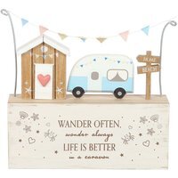 Wander Often Beach Hut Caravan Wooden Ornament - W20cm - thumbnail 1