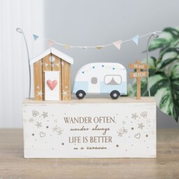Wander Often Beach Hut Caravan Wooden Ornament - W20cm - thumbnail 5