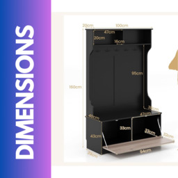 Modern Tall Hall Tree Coat Stand With Shoe Rack And Storage Shelves - Black - thumbnail 2
