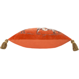 Kushiro Embroidered Velvet Cushion - Coral / Feather - thumbnail 4