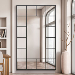 Penestra Metal Modern Window Leaner Wall Mirror - Black / 180cm - thumbnail 2