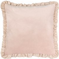 Solene Ruffle Velvet Cushion - Pink / Polyester