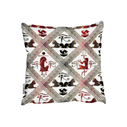 Egyptian Hieroglyphs In Red  Black Outdoor Cushion - Red / 60cm - thumbnail 2