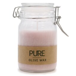 Pure Olive Wax Jar Candle Antique Rose 25H Handcrafted Vegan - Pink - thumbnail 2