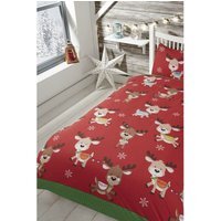 Rudolph and Friends Duvet Cover Set - Red / Double / 200cm