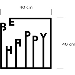 Happy  Wall Art Metal Decorative Object - Black - Black - thumbnail 3