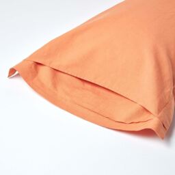 Homescapes Linen Kingsize Pillowcase, Oxford Style - Burnt Orange - thumbnail 3