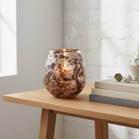 Garan Brown Marble Effect Large Candle Holder - Brown