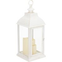 wilko White Washed Triple LED Lantern - White - image 1