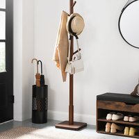 Coat Rack, Solid Wood Coat Stand, Free Standing Hall Coat Tree with 8 Hooks  - Orange