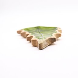 Lost in the Forest Enamel Leaf Wooden Bowl Eco-Friendly - Dark Green - thumbnail 2