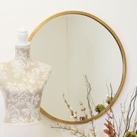 MirrorOutlet Large Gold Circular Bevelled Wall Mirror 80cm x 80cm - Antique Gold
