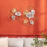 HOMCOM 3D Wall Art Modern Ginkgo Leaf Hanging Wall Sculpture Home Decor - Gold, Silver