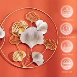 HOMCOM 3D Wall Art Modern Ginkgo Leaf Hanging Wall Sculpture Home Decor - Gold, Silver - thumbnail 5