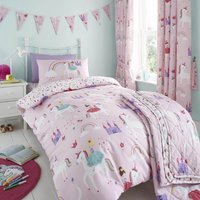 Castle Unicorn Kids Bedding Duvet Cover Set - Pink / Junior