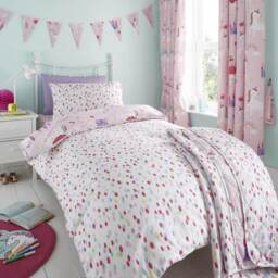 Castle Unicorn Kids Bedding Duvet Cover Set - Pink / Junior - thumbnail 2