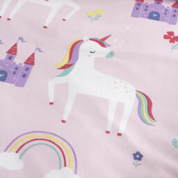 Castle Unicorn Kids Bedding Duvet Cover Set - Pink / Junior - thumbnail 3