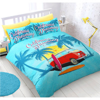 Fun California Dreaming Campervan Duvet Set - Turquoise / King