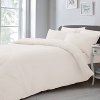 Soft Touch Plain Microfibre Duvet Cover and Pillowcase Set - Cream  / Double - image 1