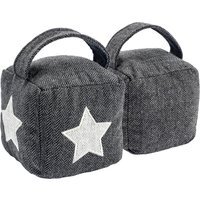 16 x 16cm Mismatched Herringbone Door Stop Set Pack of 2 - Grey - thumbnail 1